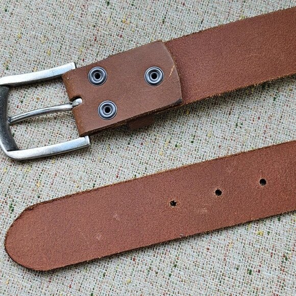 Men Belt Brown Genuine Leather Waistband Unisex Belt Pin Buckle Size 32 inches - Picture 5 of 12